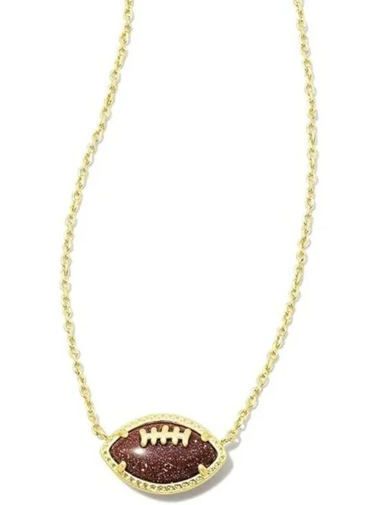 Kendra Scott Goldstone Football Pendant w/Adjustable Chain New in Box - Picture 2 of 13